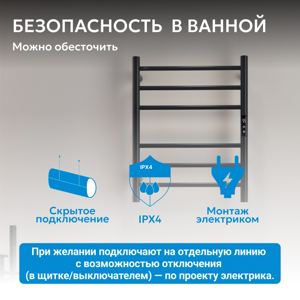 Полотенцесушитель электрический ABBER Standard AH4606MB черный матовый