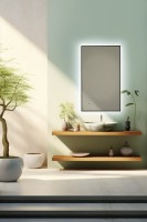 AQM9102B 600х1000 Зеркало с подсветкой и подогревом универсальный монтаж