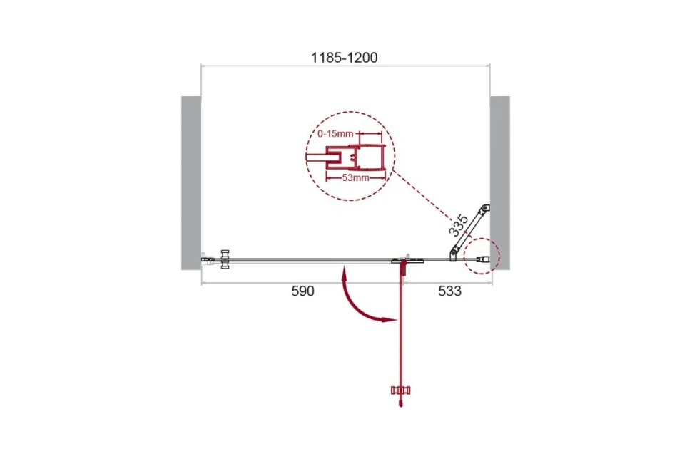 Душевая дверь BelBagno KRAFT-60/60-C-Cr-R