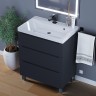 Тумба под раковину 70 см, Uperwood Tanos, напольная, черная, 3 ящика