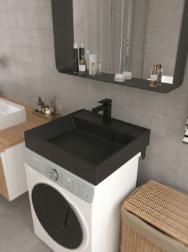 Раковина над стиральной машиной Uperwood Naomi Quartz, 60*60 см, уголь