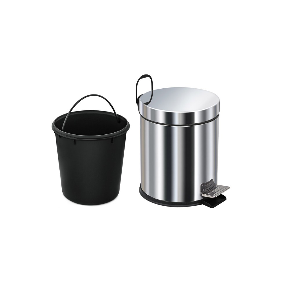 Ведро-контейнер BERGES для мусора с педалью 5 л, хром