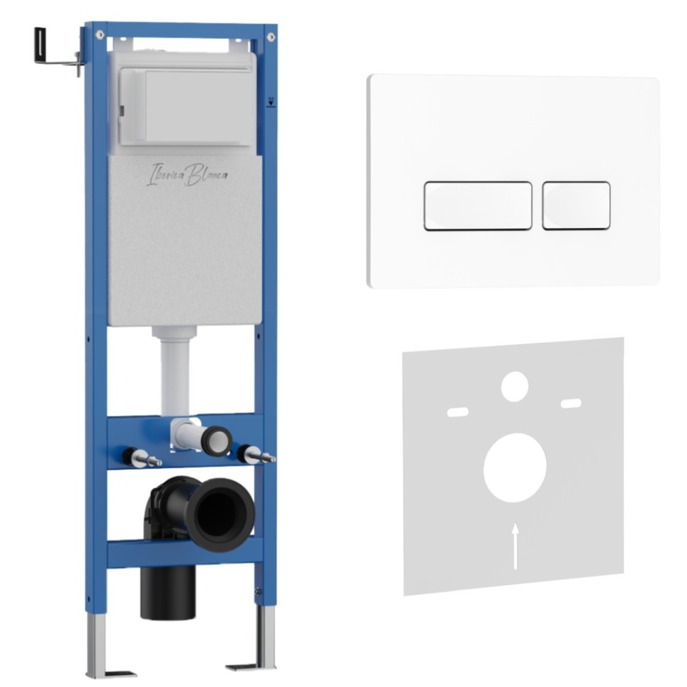 Комплект 2в1 IBERICA BLANCA инсталляция SILENCIO MINI, кнопка смыва ESTI-R белый глянцевый (IB.001M.211)