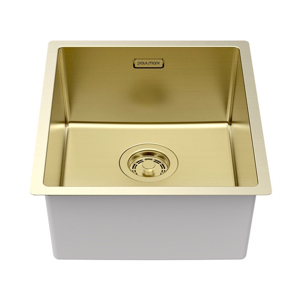 Мойка YUNI 39 UNI, нерж. сталь, YU39-LG, светлое золото, 390х440мм, Paulmark