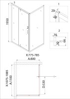 Душевое ограждение Niagara Nova NG-83-11AB-A80B (110х80х195) прямоугольник,черный,дверь распашная,стекло прозрачное,2 места