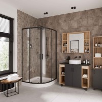 Душевое ограждение Niagara Nova NG-6886-08ВLACK (80х80х195) четверть круга,черный,двери раздвижные,стекло прозрачное,1 место