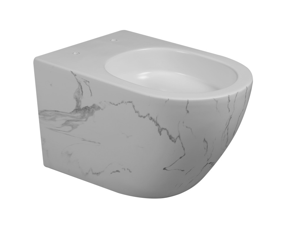 Унитаз подвесной MILLEAU VORTEX-A MYL045SMAW с микролифтом (матовый белый мрамор) / Tornado