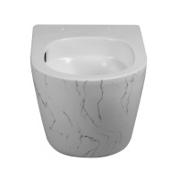 Унитаз подвесной MILLEAU VORTEX-A MYL045SMAW с микролифтом (матовый белый мрамор) / Tornado