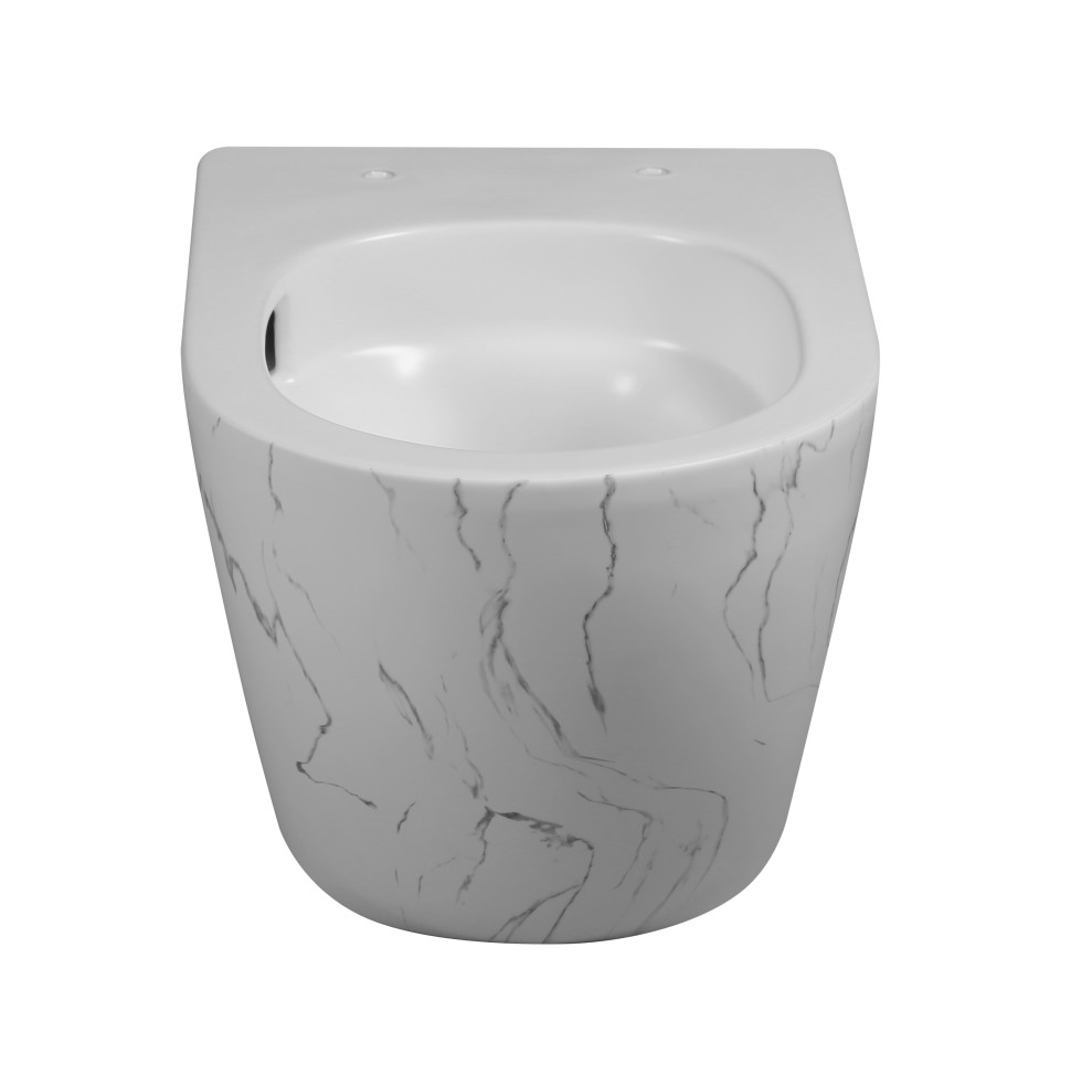 Унитаз подвесной MILLEAU VORTEX-A MYL045SMAW с микролифтом (матовый белый мрамор) / Tornado