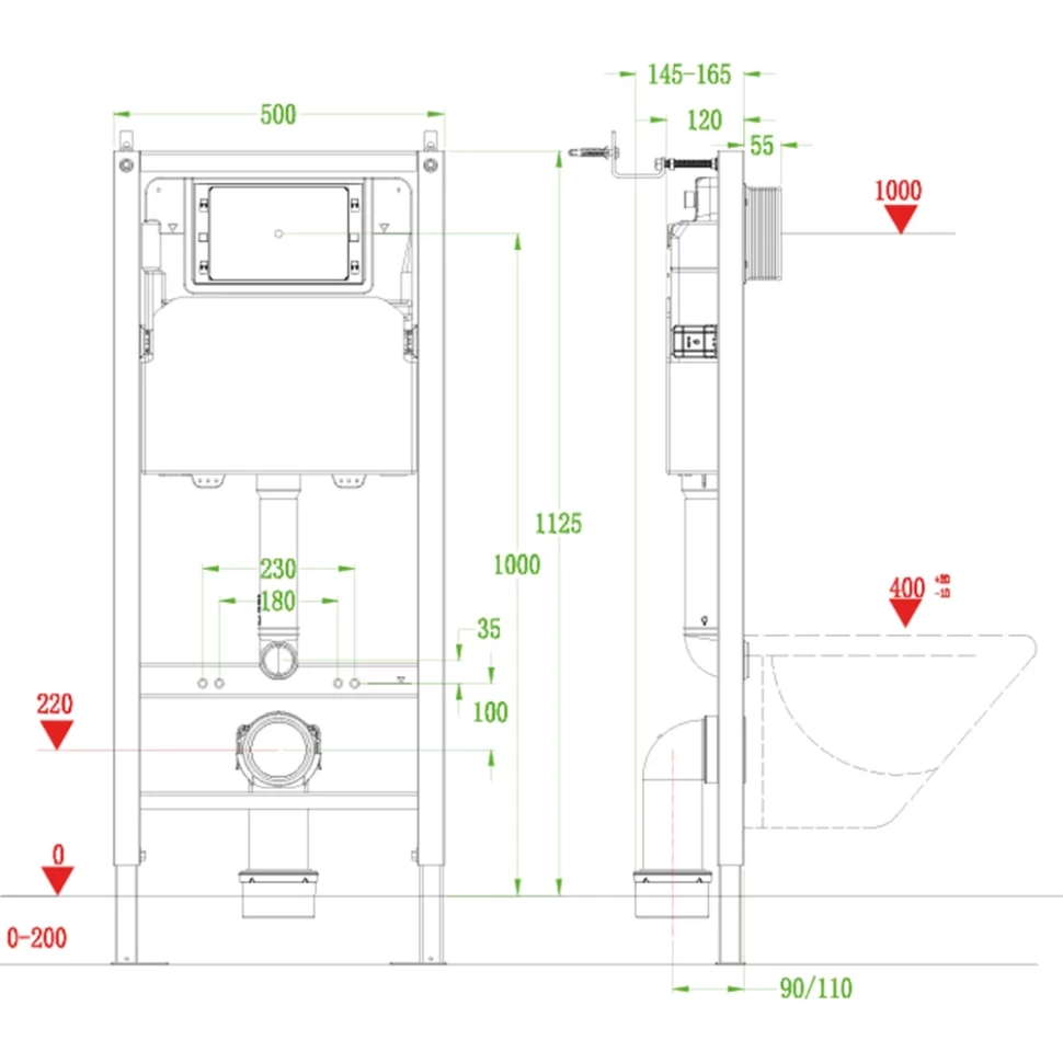 Инсталляция для унитаза VECONI FRAME V600