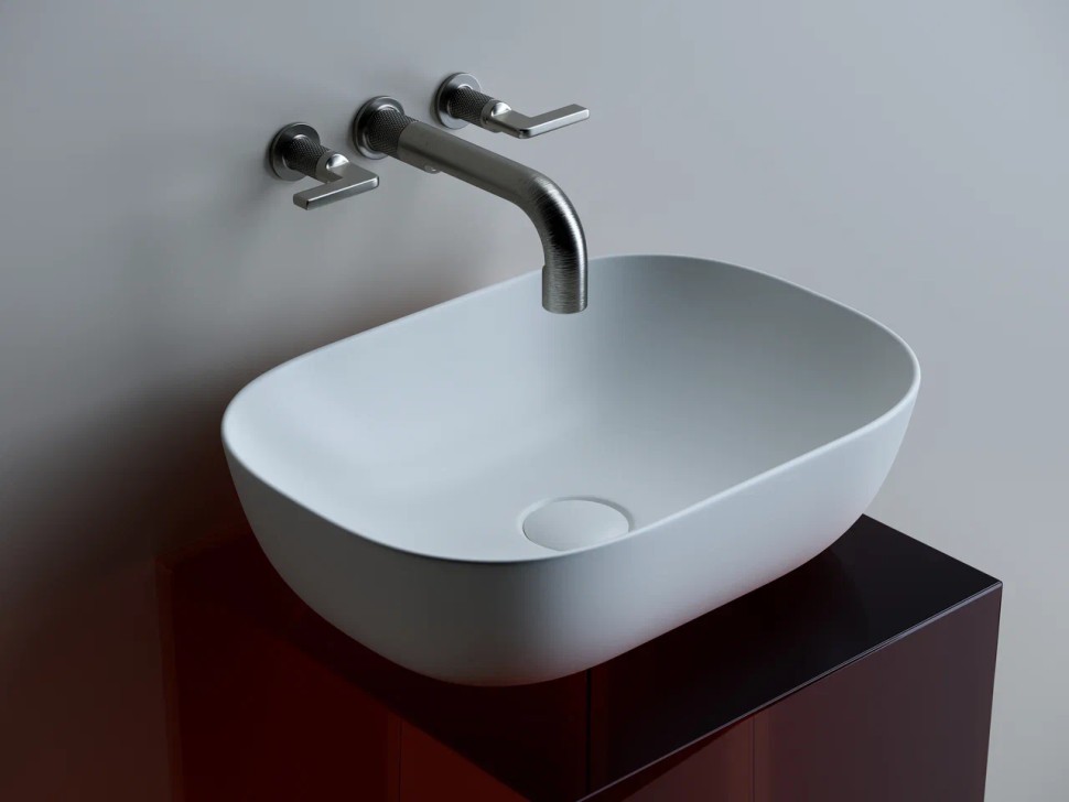 Умывальник чаша накладная прямоугольная (цвет Белый Матовый) Element 455x325x135мм