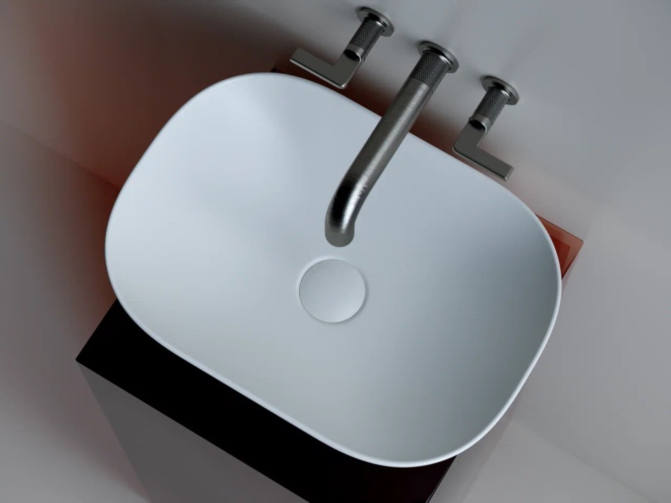 Умывальник чаша накладная прямоугольная (цвет Белый Матовый) Element 455x325x135мм