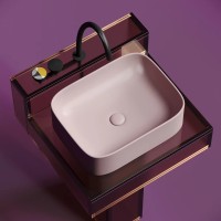 Умывальник чаша накладная прямоугольная (цвет Розовый Матовый) Element 505x380x150мм