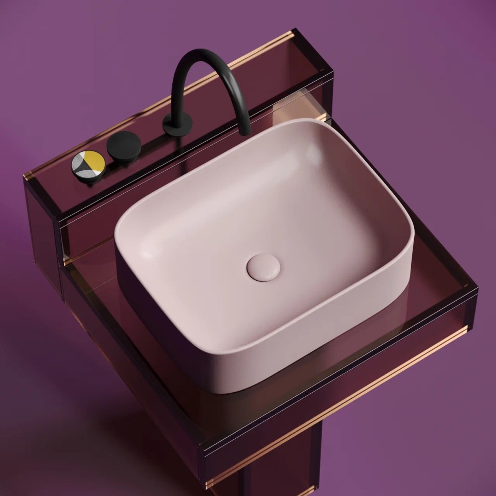 Умывальник чаша накладная прямоугольная (цвет Розовый Матовый) Element 505x380x150мм