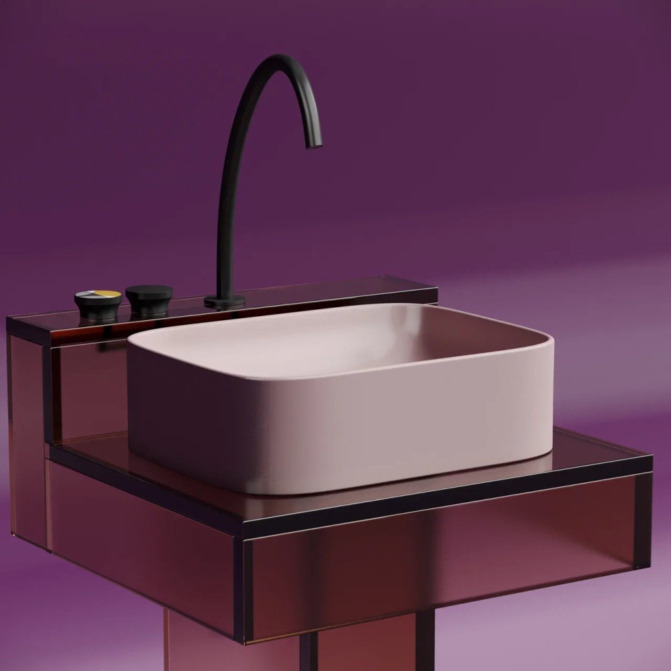 Умывальник чаша накладная прямоугольная (цвет Розовый Матовый) Element 505x380x150мм