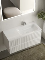 Тумба подвесная SANCOS Snob R правая 995х445х500, c двумя ящиками оснащенными доводчиками, Bianco , арт.SNR100RW