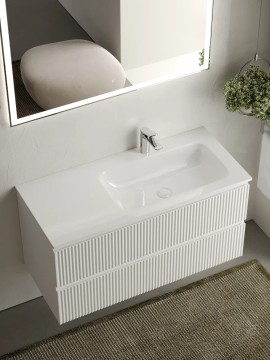 Тумба подвесная SANCOS Snob R правая 995х445х500, c двумя ящиками оснащенными доводчиками, Bianco , арт.SNR100RW