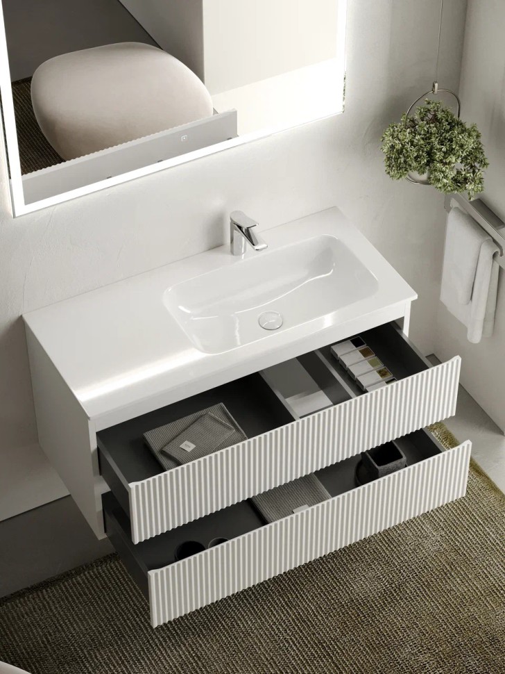 Тумба подвесная SANCOS Snob R правая 995х445х500, c двумя ящиками оснащенными доводчиками, Bianco , арт.SNR100RW