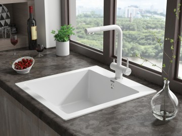 Смеситель для кухни SKALEN, белый матовый, Sk213020-WH, Paulmark