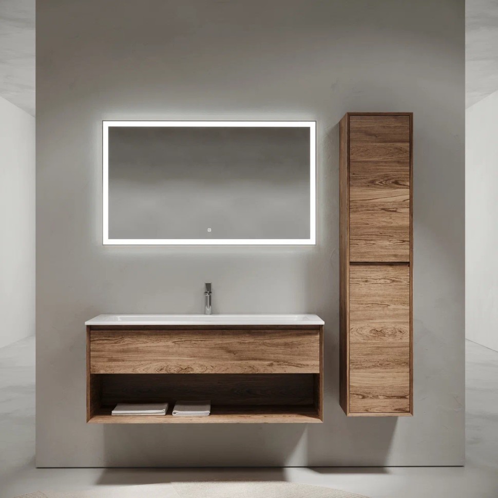 Тумба подвесная SANCOS Marmi 1.0 1195х445х520 c одним ящиком оснащенным доводчиками скрытого монтажа и открытой нишей, дуб чарльстон, арт.MR1.0120ECH