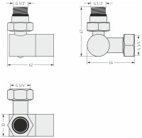 Вентиль 3D левый под шестигранник (G 1/2" НР х G 3/4" НГ)