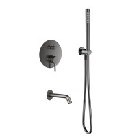 AQM8406GM Набор для комплектации ванны с изливом и смесителем, металл