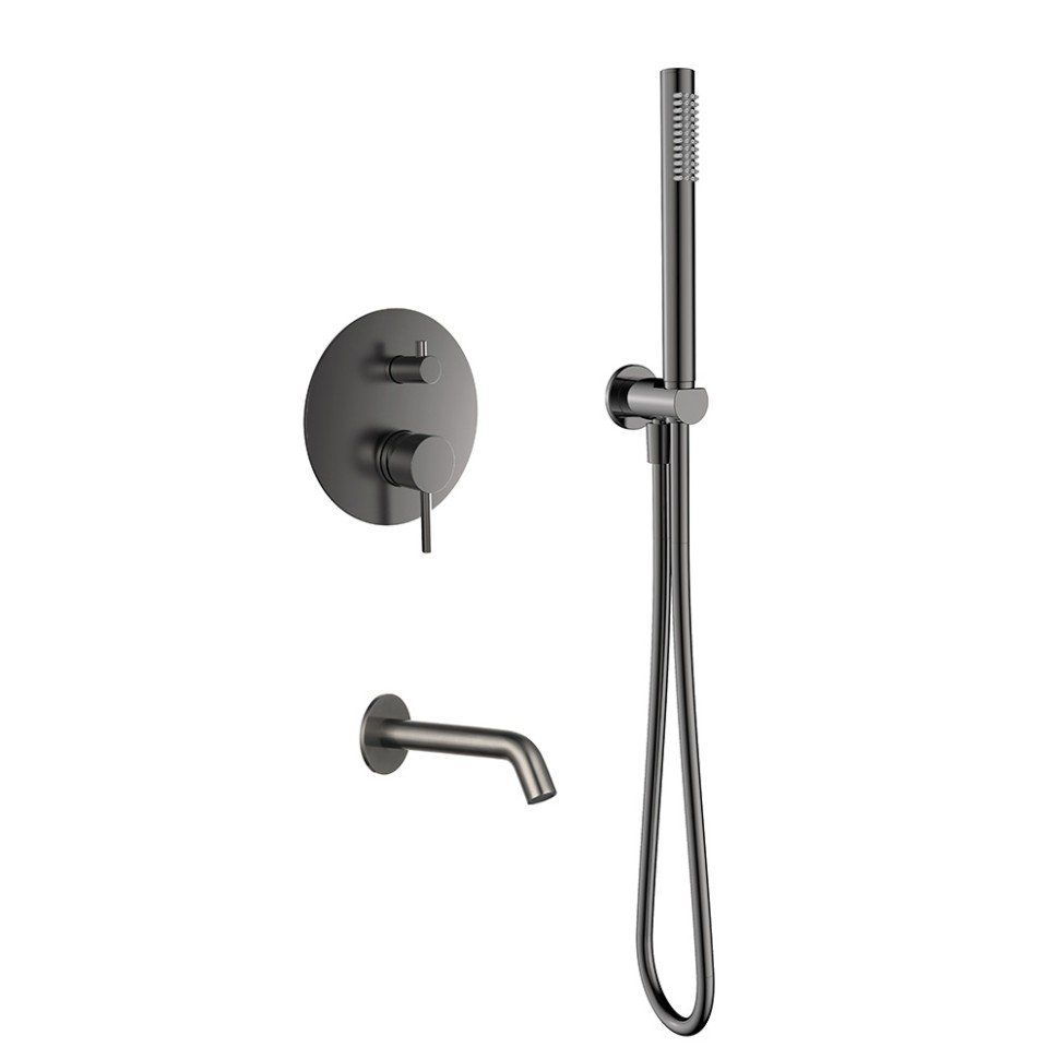 AQM8406GM Набор для комплектации ванны с изливом и смесителем, металл