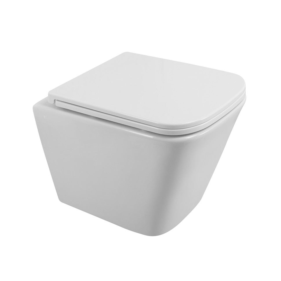 Унитаз подвесной безободковый с сиденьем BelBagno DUE BB3103CHR/SC