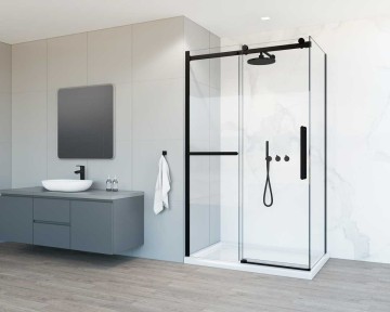 Душевой уголок Комо Софт (Como Soft) VSR-1CS8012CLB, 1200*800, черный, стекло прозрачное