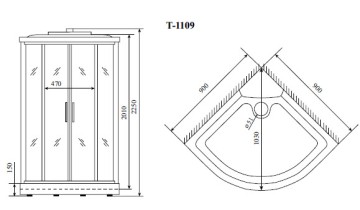 Timo Standart T-1109 душевая кабина 90*90*220, турецкая баня хамам