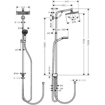 Душевая система Hansgrohe Crometta E 240 1jet Showerpipe Reno EcoSmart 27289000 хром