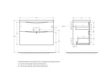 База под раковину подвесная BelBagno MARINO-H60-900-2C-SO-RN-P