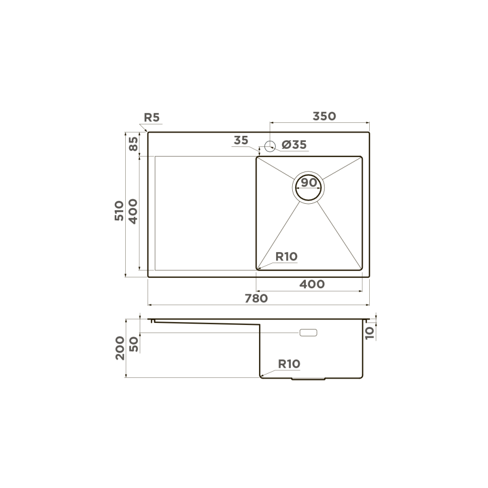Кухонная мойка Omoikiri Akisame 78-R-GM нерж. сталь/вороненая сталь