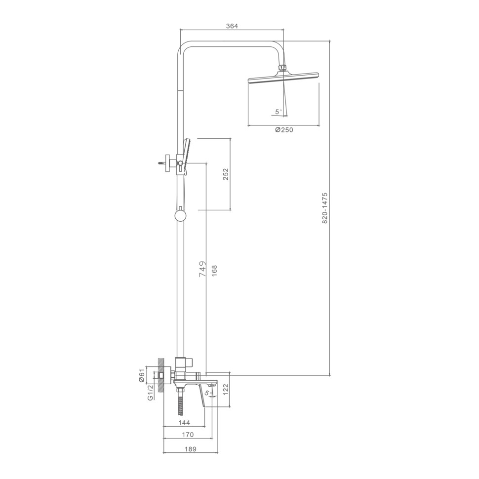 Душевая система Splenka для ванны и душа S04.24 Хром