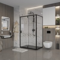 Душевое ограждение Niagara Nova NG-83-11AB-A90B (110х90х195) прямоугольник,черный,дверь распашная,стекло прозрачное,2 места