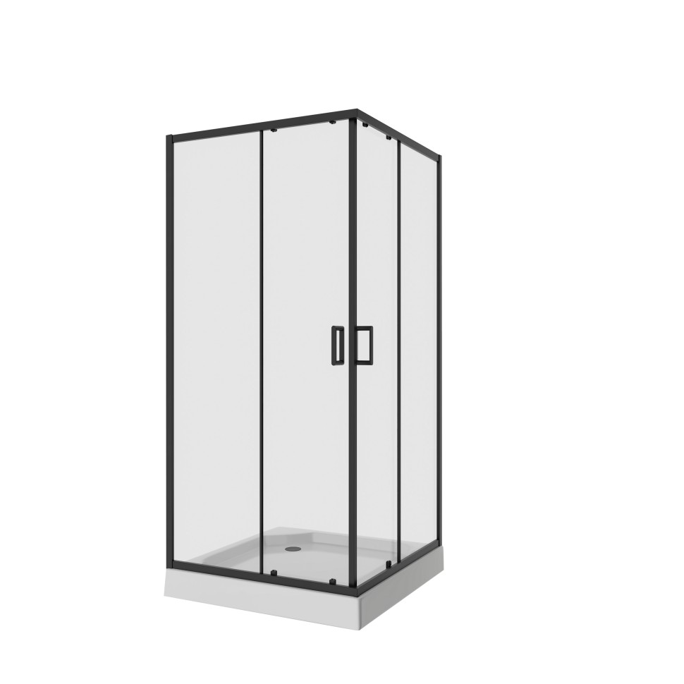 Душевое ограждение Niagara Nova NG-6888-08ВLACK (80х80х195) квадрат,черный,двери раздвижные,стекло прозрачное,1 место
