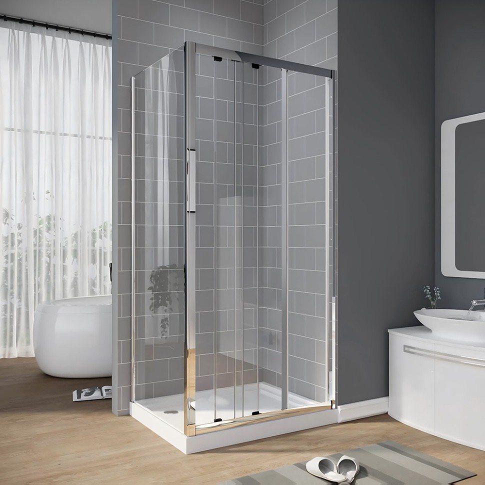 Душевой угол Veconi Rovigo RV-028, 900х1000х1950, хром, прозрачное стекло New