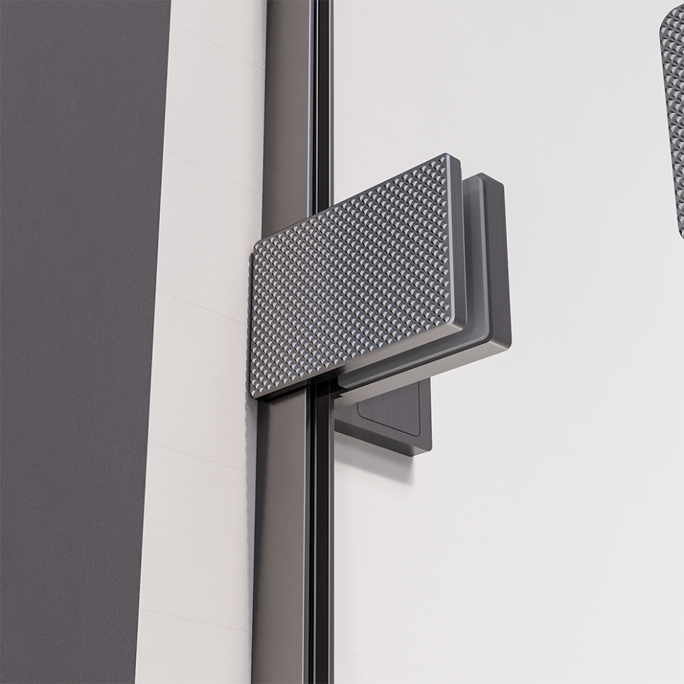 Душевой угол распашной Veconi Premium Alassio SP GR, 1300х800x2000, брашированный графит, стекло прозрачное осветленное