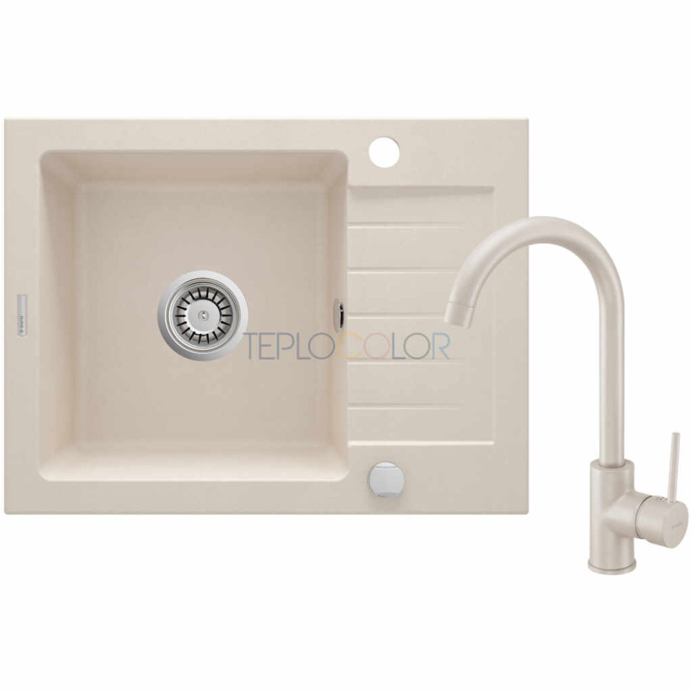 Гранитная мойка со смесителем, 1-чаша с осушкой