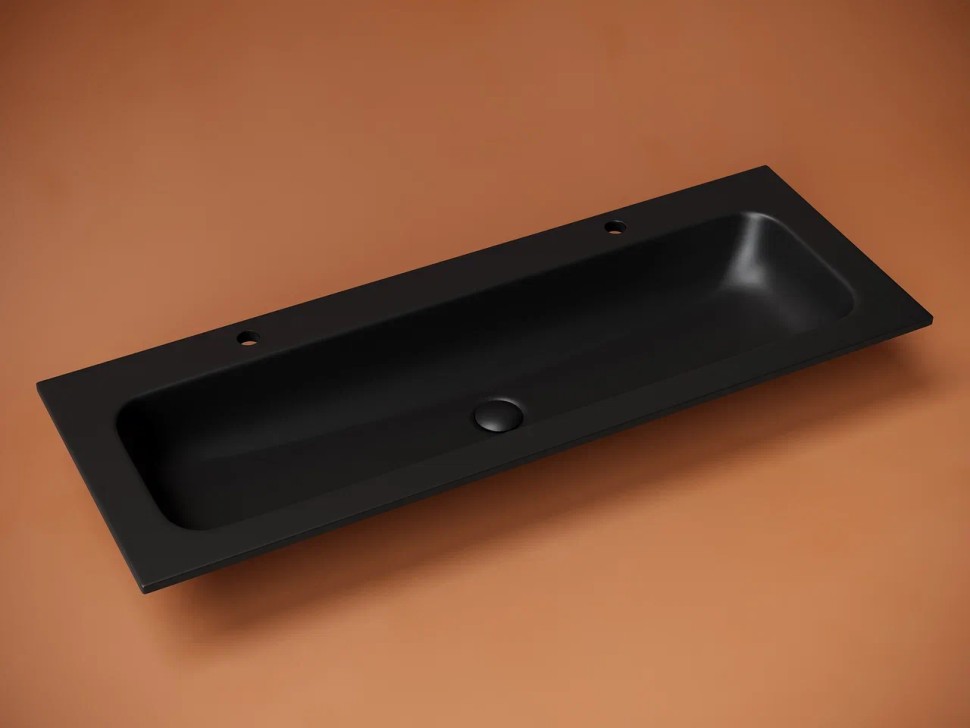 Раковина накладная мебельная Grace прямоугольная, с 2 мя отверстиями под смеситель 1210x457x137 мм, цвет черный матовый, арт.CN7016MB