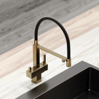 Смеситель для кухни SANCOS Moro с возможностью подключения фильтра для воды, цвет брашированное золото, PVD покрытие, арт. SC4006BG