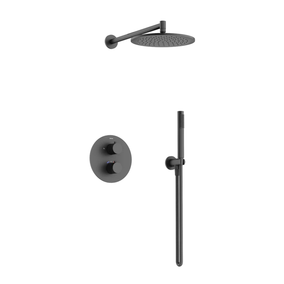 Душевой комплект с термостатом SANCOS Etna, с внутренней частью, черный матовый, арт. SC9010MB