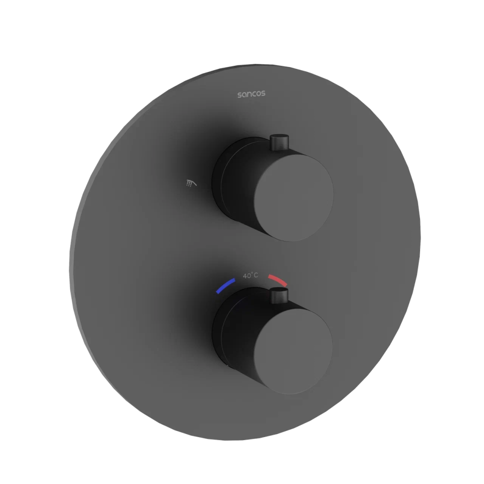 Душевой комплект с термостатом SANCOS Etna, с внутренней частью, черный матовый, арт. SC9010MB