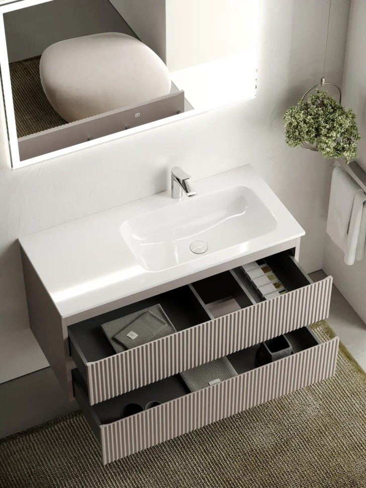 Тумба подвесная SANCOS Snob R правая 995х445х500, c двумя ящиками оснащенными доводчиками, Doha soft, арт.SNR100RSM