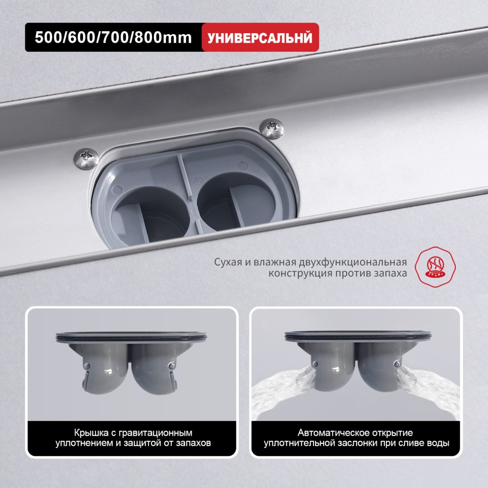 Трап для душа 70*500мм(поворот.сифон 360°) R652.50.05