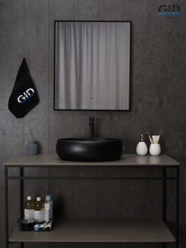 Раковина Gid Bm9030b 53372 накладная черная матовая 48x34x15