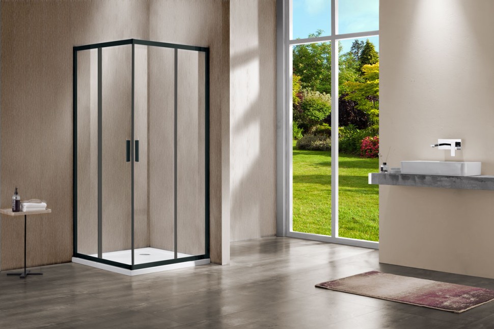 Душевой уголок Garda VSS-1G9011CLB, 1100*900, черный, стекло прозрачное