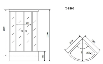 Timo Comfort T-8800 Fabric Glass душевая кабина 100*100*220