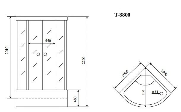 Timo Comfort T-8800 Fabric Glass душевая кабина 100*100*220