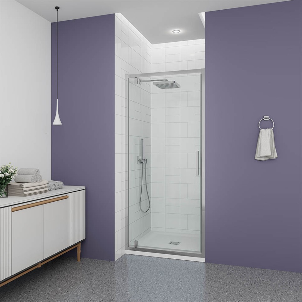 Душевая дверь Veconi Ottimo P30 CH, 900x1900, хром, стекло прозрачное